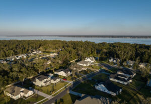 Aerial view of Fleming Island neighborhoods and St. Johns River